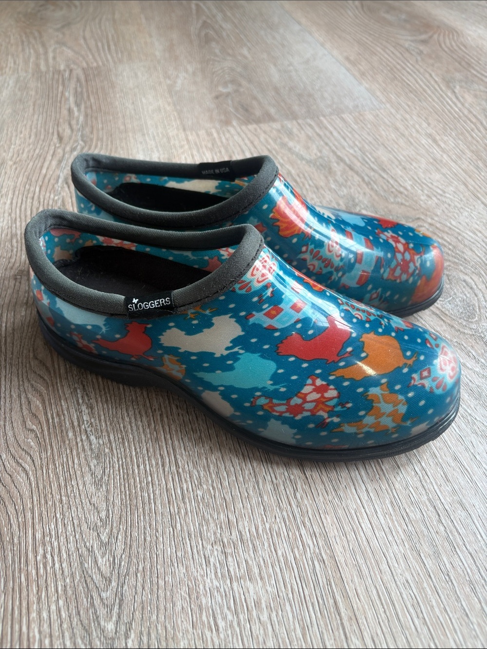Sloggers Women's Size 7 Chicken Print Garden Clogs (Rooster) Waterproof USA